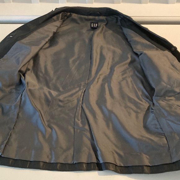 Vintage Gap Black Leather Four Button Blazer 90s Size Medium - Picture 8 of 10